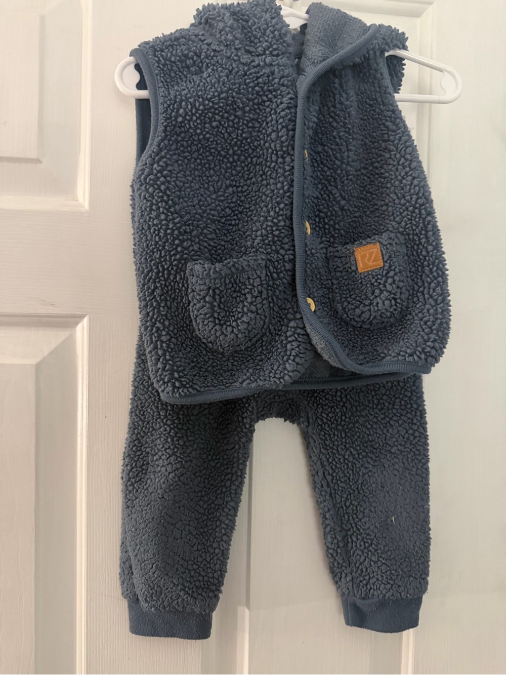 Rachel Zoe Baby 18M 2 Piece Sherpa Hooded Vest & Pants Set Blue